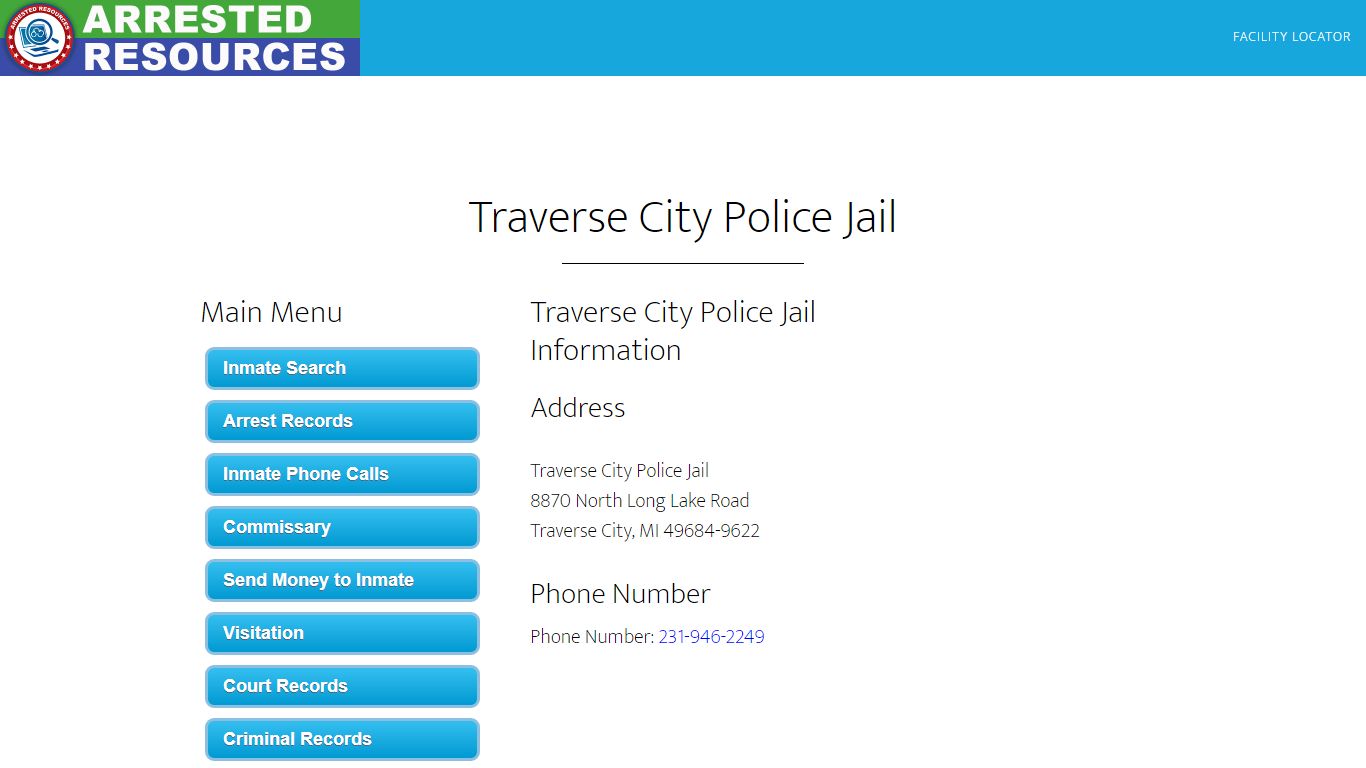 Traverse City Police Jail - Inmate Search - Traverse City, MI